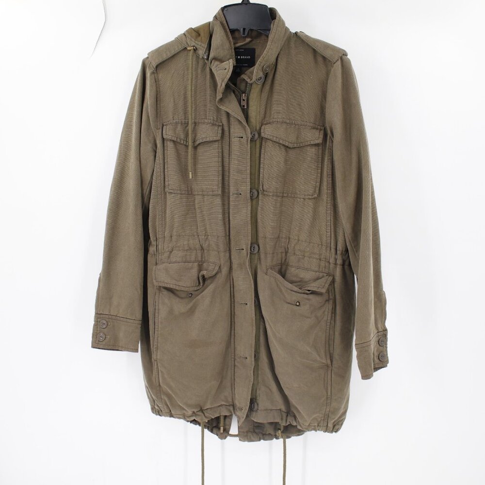 Lucky brand jacket womens small utility hooded green jacket flannel lined cotton